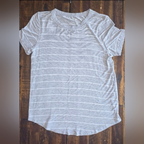 SO Tops - Women's SO Favorite Crew Gray and White Striped Super Soft Brand New T-Shirt 👕